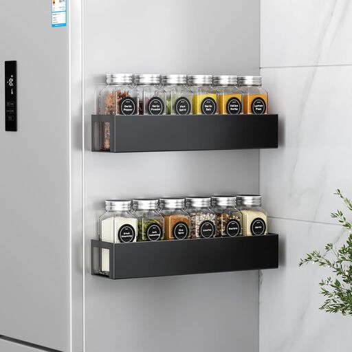 Magnetic Spice Rack with 12 Glass Jars