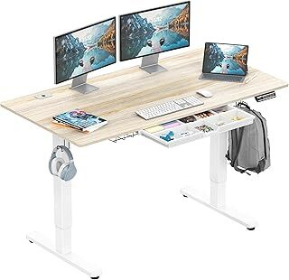 SHW 55 x 28 Electric Standing Desk with Drawer