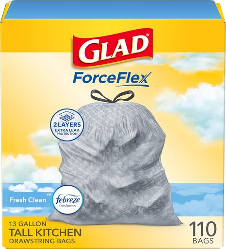 Glad Tall Kitchen Drawstring Trash Bags 13 Gallon