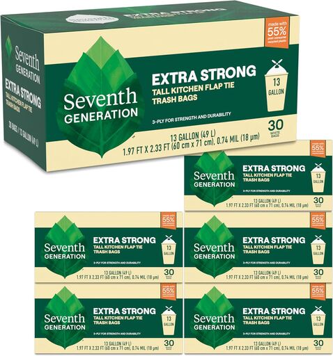 Seventh Generation Extra Strong Tall Kitchen Trash Bags 13 Gallon