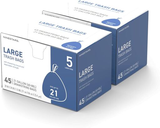 Ninestars Extra Strong White Trash Bags 21 Gallon (90 Count)