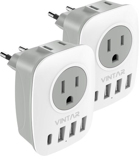 VINTAR 2 Pack European Travel Plug Adapter