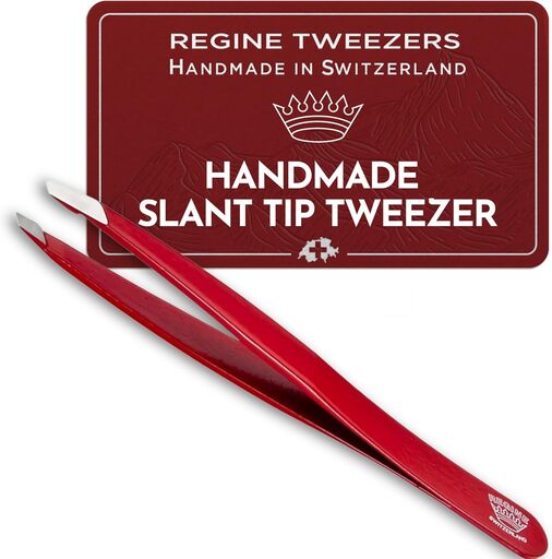 Regine Slant Tweezer - Red Stainless Steel