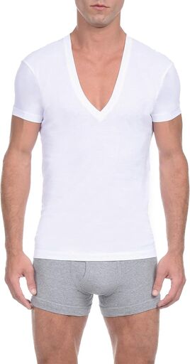 2(X)IST Men's Pima Cotton Slim Fit Deep V-Neck T-Shirt