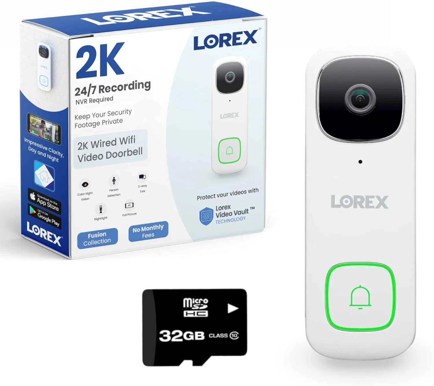 Lorex 2K Wired WiFi Smart Video Doorbell