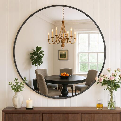 20 Inch Round Matte Black Wall Mirror