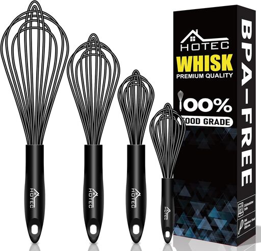 HOTEC 4 Pieces Silicone Whisks Set